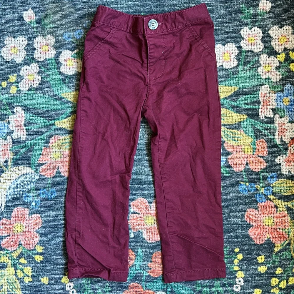 Old Navy Toddler Burgundy Stretch Chinos, Size 18-24 Months